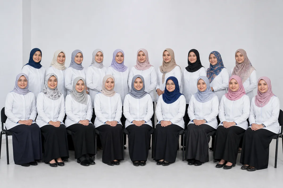 Selepas — team seragam dengan uniform AUSS